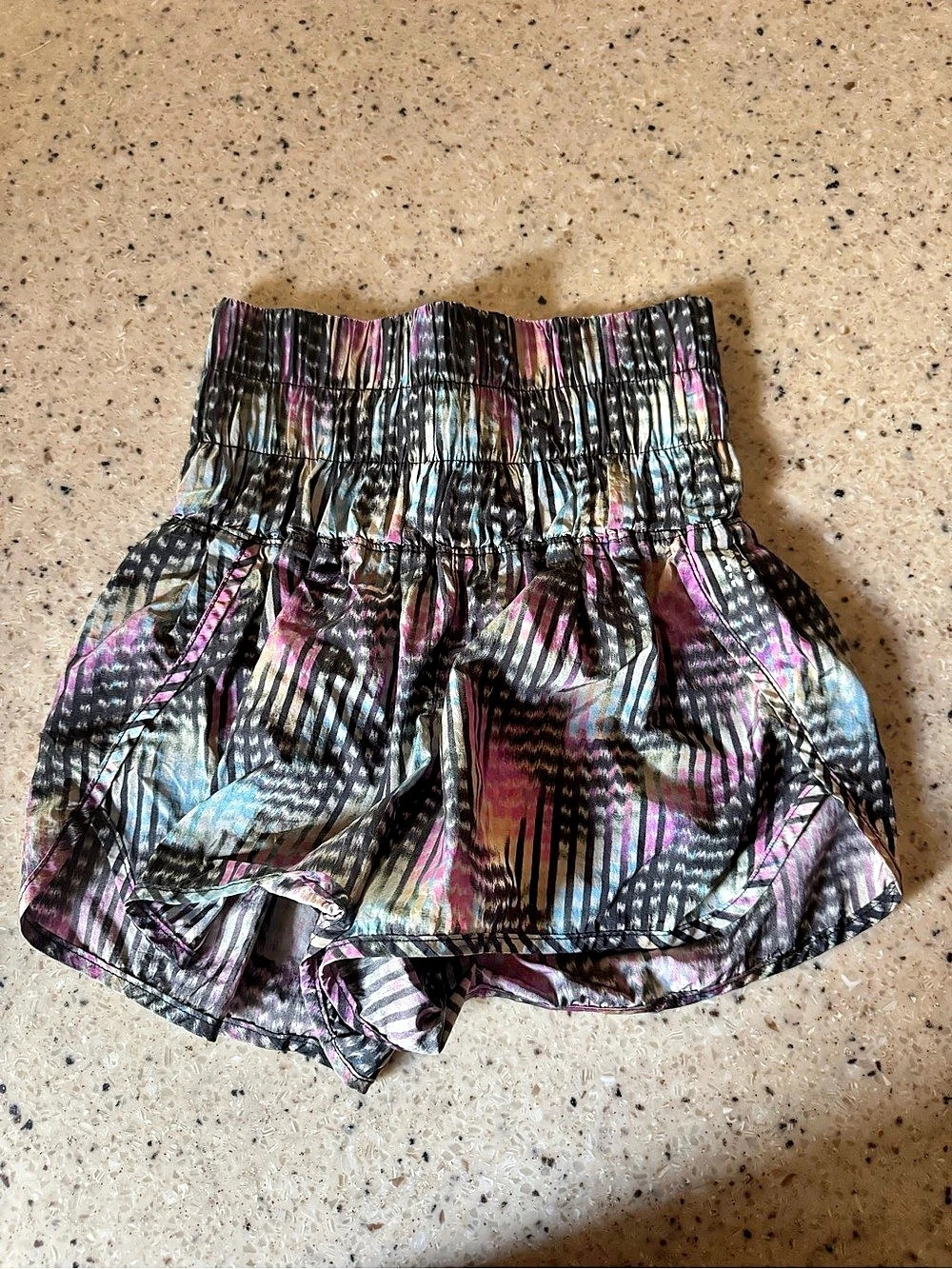 Free People The Way Home Printed Shorts in Black & Pink